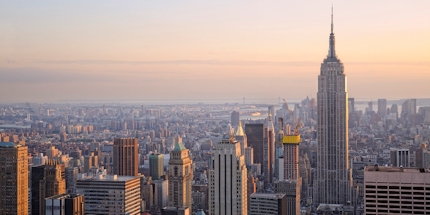 The Empire State building looms over the city